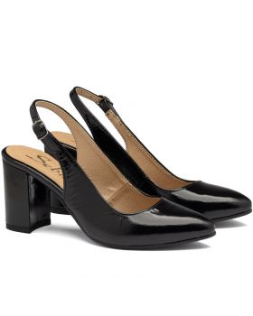 Körömcipő 826P széles fekete lakkozott